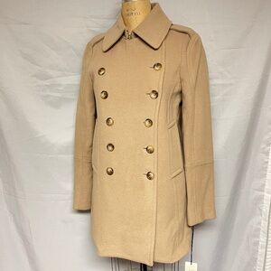 SAM NY Womens Major Wool Double Breasted Peacoat Coat Camel Large NWT $495